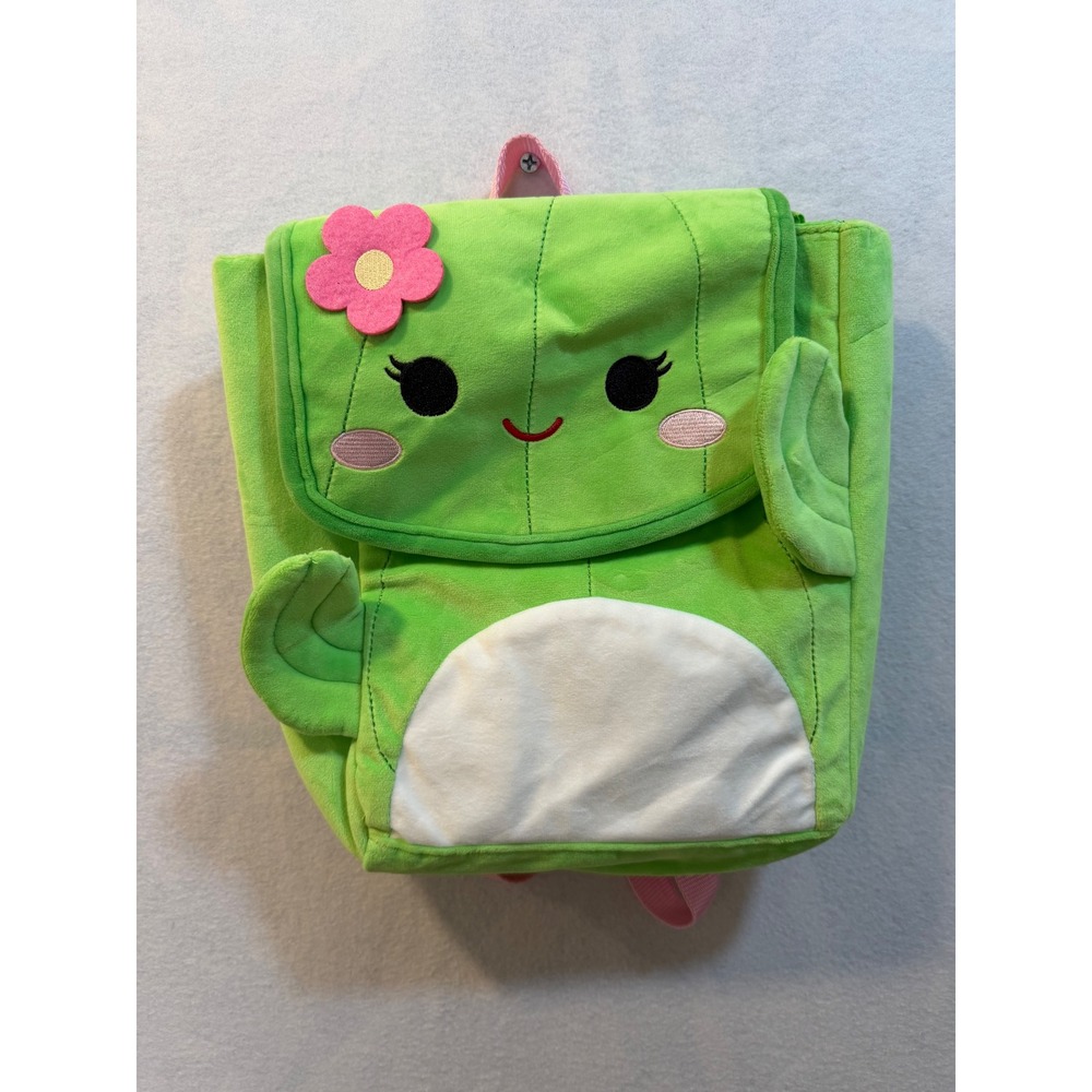 Squishmallows Kids Plush Cactus Flower Backpack Bag Jazwares Green Pink